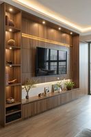 America Villa Luxury Pantry Cuisine TV Salon MDF Contreplaqué Lumière LED Accessoires Meubles Ensembles complets de rangement pour armoires