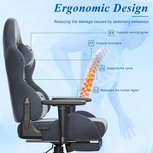Chaise de jeu populaire à prix DDP, chaise de jeu bon marché, grande chaise de jeu en alcantara grise, chaise de jeu inclinable grande et haute, chaise de jeu gamer pro - Product Image 4