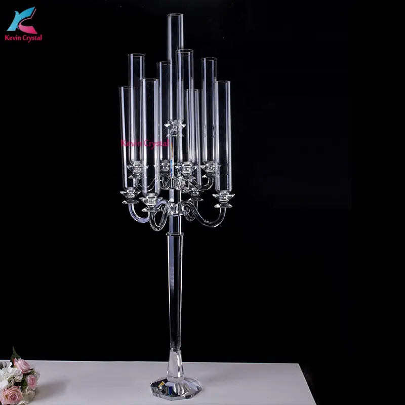 K-1170 9 holders tall table candlestick candelabra crystal wedding centerpiece