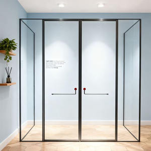 Box Doccia Moderno in Acciaio Inox Grigio Guny 2-in-1 a Forma di T con Vetro Temperato Rivestito da 8mm per Hotel e Appartamenti - Product Image 1