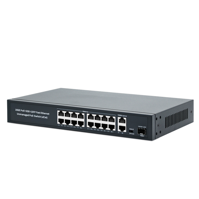 High Quality 19-Port Unmanaged Gigabit Ethernet PoE Switch 10/100/1000Mbps 802.3Af/At Built-in Power Supply VLAN RJ45 Stock