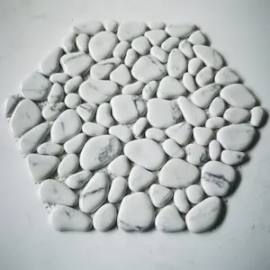 Azulejos de mosaico de mármol blanco Carrara hexagonal, salpicaduras de cocina de piedra para Hote