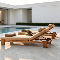 Vente directe usine – Chaise longue d'extérieur moderne en teck massif de haute qualité, durable, résistante aux intempéries, pour cour et hôtel