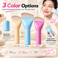Pinceau de maquillage professionnel à logo personnalisé, grand, plat, en fibres synthétiques, pour fond de teint liquide et crème, couvrance lisse