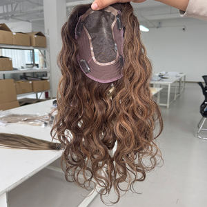 Extensiones de Cabello Humano Virgen Ruso Europeo al por Mayor, Mono Weft Topper para Mujeres Blancas, 6x7'' - Product Image 6