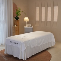 Ensemble de 3 housses de table de massage blanches personnalisées de couleur unie pour salon de beauté