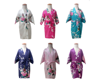 Bata de Satén para Niñas, Kimono de Satén con Diseño de Pavo Real y Flores, Bata para Spa, Bodas y Cumpleaños