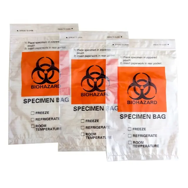 LDPE चिकित्सा प्लास्टिक Ziplock Biohazard नमूना बैग