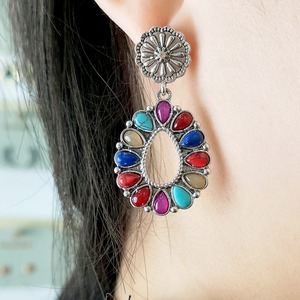 Orecchini Vintage a Goccia con Dettagli in Pietra Colorata, Accessori di Moda in Stile Retrò per Donne - Product Image 4