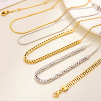 Gelang Jam Tangan Anti Air Lapis Emas 18K PVD Model Tulang Ular, Rantai Tali Pilin, Rantai Baja Tahan Karat untuk Wanita Pria
