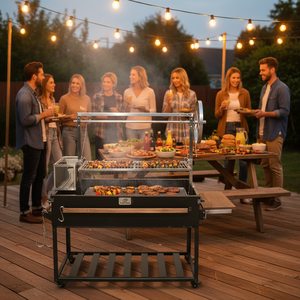 TOSHINE Portable Santa Maria Grill with Adjustable Height Folding <strong>Trolley</strong> Easily Assembled Stainless Steel Charcoal <strong>BBQ</strong> Pit - Product Image 4