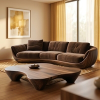 Canapé sectionnel Timberight de style nordique, luxe léger, en bois massif, tissu amovible et lavable, rembourrage en éponge haute densité, pour salon
