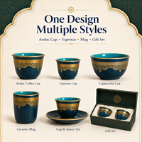 Tasse à café en céramique turque islamique traditionnelle, motif marocain élégant, fabrication OEM ODM, marque d'usine, soucoupe de l'Aïd pour hôtel, souvenir