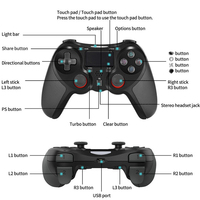 Control Inalámbrico Honcam con Bluetooth, Joystick Negro para PS4, Consola Sony Playstation 4