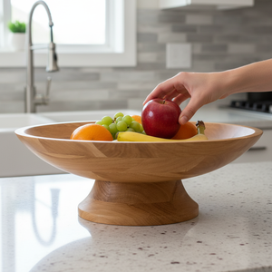 Bol de service en bois d'acacia naturel le plus vendu avec finition lisse pour la cuisine, la salle à manger et la présentation de table au meilleur prix - Product Image 5