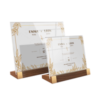 Support de table en bois de noyer pour cartes, menus, étiquettes de prix et panneaux de table