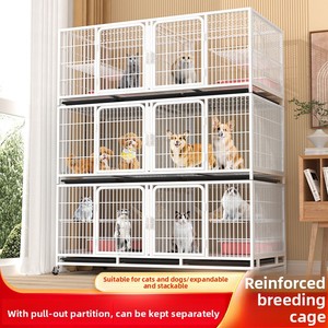 Gabbia per Allevamento Gatti a Tre Piani in Ferro, Multilivello con Divisori, Design Impilabile per Negozi di Animali e Pensioni per Gatti - Product Image 2