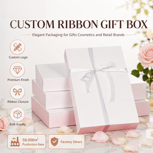 Boîte cadeau personnalisée en carton de haute qualité avec ruban, fabriquée à partir de matériaux recyclés, structure robuste et durable, élégante - Product Image 2