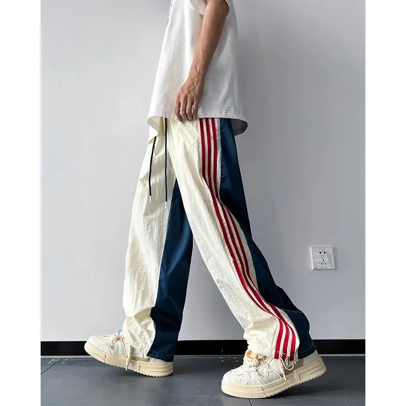 Pantalon de survêtement décontracté pour hommes, ample, de style américain personnalisé, pantalon de survêtement à rayures de sport Hip Pop Baggy