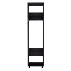 Armario de Madera Convertible Negro con Espejo, Puerta Corredera, 3 Estantes, 2 Cajones, Diseño Europeo Moderno para Dormitorio - Product Image 5