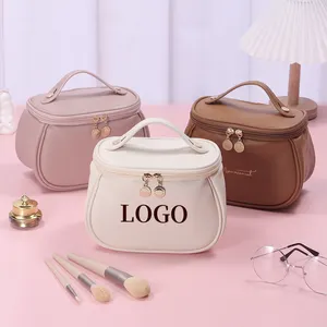Tas Kosmetik Makeup Kulit Pu Mini Portabel Multi Warna Kecantikan Kustom Tas Perlengkapan Mandi dengan Logo