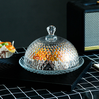 Cloche à pâtisserie en verre transparent avec plateau de service, motif ananas diamanté, réutilisable, écologique, couvercle alimentaire sûr pour la présentation des aliments