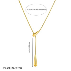 Minimalist Teardrop Pendant Necklace Stainless Steel Chain Tassel Design Fashion Jewelry For Women N3314 - Product Image 4