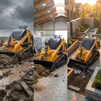 YGZG Benzinmotor-Raupenlader mit hoher Bodenfreiheit, Gummiketten, Stand-On-Mini-Kompaktlader für weichen Untergrund