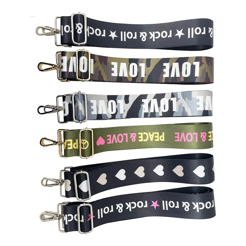 2022 New Arrival Printed Bag Strap 2 Inches Guitar straps Adjustable unique Letters Bag Accessories