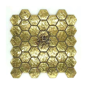 BOTON STONE Decoration esagono metallo inossidabile bronzo <span class=keywords><strong>rame</strong></span> acciaio irregolare mosaico piastrelle dorate - Product Image 6