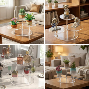 ขายส่งชั้นวางอะคริลิคใส, ชั้นวางแบบวงกลมสามชั้น, ชั้นวางขนมและเครื่องสำอางทำมือ - Product Image 4