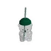 Gobelet en plastique transparent personnalisé de 20 oz en forme d'ours en peluche avec couvercle et paille, idéal pour les boissons chaudes ou froides