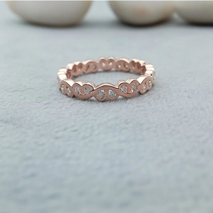 Bague de fiançailles et de mariage de luxe en or rose massif 14 carats avec diamant de laboratoire taille brillant pour femme - Product Image 4