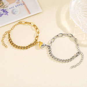 Custom Luxury 316L Stainless Steel Women's Fashion Bracelet & <b>Bangles</b> Bf And Gf Bracelet Magnetic Heart <b>for</b> Women <b>Men</b> - Product Image 4