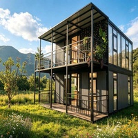 Villa préfabriquée de luxe à double étage, extensible, en conteneur, de 10 et 20 pieds, avec balcon et escalier