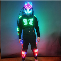 LED Luminous Colorful Armor Costume for Ballroom Stage Performance Unisex Adult Polyester Material