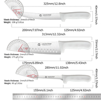 Ensemble de 8 couteaux de cuisine OEM d'usine avec bloc de rangement, manche blanc en PP, en acier inoxydable à haute teneur en carbone, couteaux utilitaires ambidextres brossés