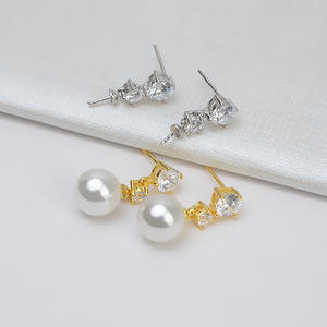 S925 Silver Simple <b>Earrings</b> for Women 5-6 <b>Pearl</b> DIY Accessories with Empty Holder Semi-Finished <b>Pearl</b> <b>Earrings</b> - Product Image 1