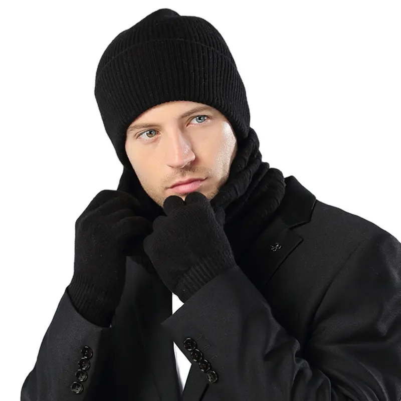 Cappello aderente personalizzato ricamato caldo invernale e sciarpa infinity per un set per uomo