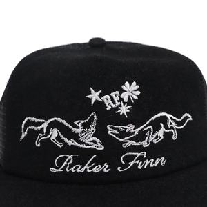 Precio bajo, venta al por mayor, lana, 5 paneles, bordado, logotipo personalizado, clásico, negro, sombrero de malla, ala plana, perfil bajo, transpirable, gorras de camionero antiguas - Product Image 6