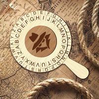 Disque de déchiffrement de mot de passe rond en bois Détective en bois Espion Décodage Roue Escape Room Décryptage Mot de passe Plaque Party Game Prop