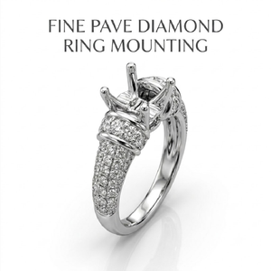Anillo de Oro Sólido de 18K Más Vendido, Base para Engaste con Hilera Ornamentada, Acento de Diamante Natural de 4 Puntas, Montura de Banda Ancha para Fiesta de Lujo - Product Image 1