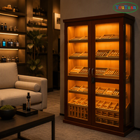 Vitrine à cigares en cèdre éclairée par LED sur mesure, comptoir de présentation de cigares, humidor, étuis à cigares pour les boutiques de tabac, les bars et les clubs
