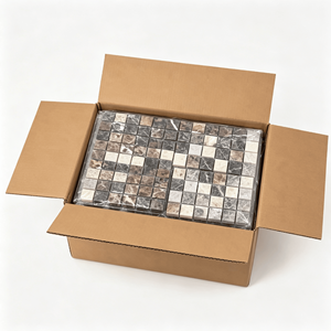 Mosaïque carrée en marbre Dark Emperador 305x305mm, dos en filet, 48mm, pour salle de bain, cuisine, sol, mur, décoration intérieure - Product Image 4