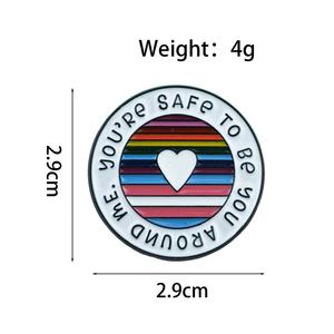 Broches de Metal con Forma de Corazón a Rayas de Colores, Pin de Solapa de Arcoíris, Broches de Lujo para Mujer, Venta al por Mayor - Product Image 2
