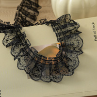 Dentelle française froissée noire et blanche de haute qualité, largeur 4,5 cm, pour la confection de jouets, vêtements, textiles de maison, accessoires décoratifs et sacs