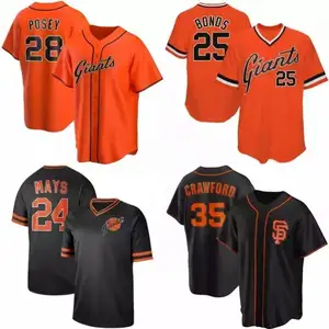 Precio de fábrica Nueva temporada San Francisco Giant 23 Bryant 9 Belt 35 Crawford 28 Posey Cosido Jersey de béisbol de alta calidad