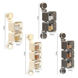 Cangkir hisap berputar plastik, pengatur penyimpanan bumbu dapur terpasang di dinding transparan, menghemat ruang tahan gores - Product Image 6