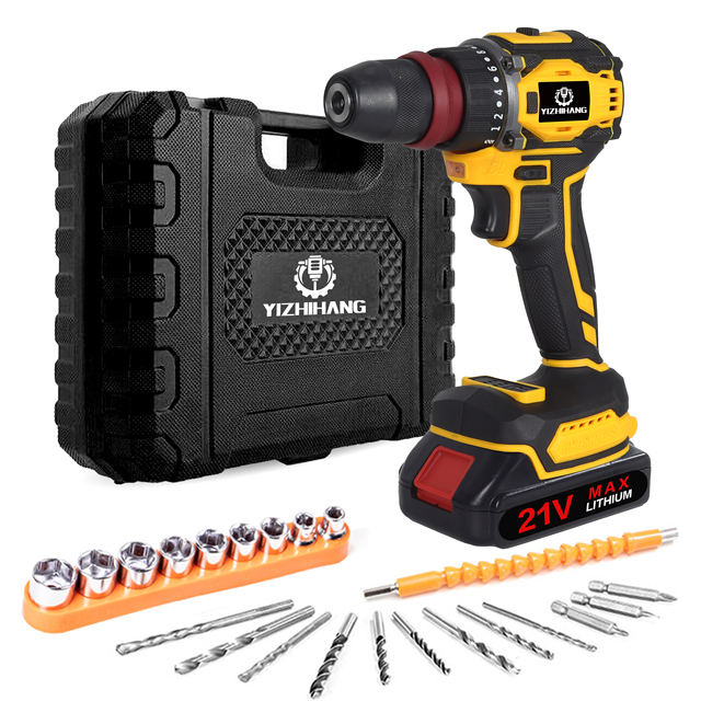 L 21V Quality Power Screw Drivers Wireless Battery Cordless Electric Impact Drill Portable Hardware Power Drills Tools Sets