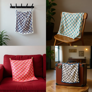 Sciarpa quadrata 70x70 cm con motivo a scacchiera, accessorio di moda per donna e uomo - Product Image 2